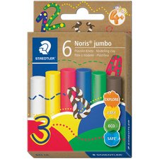 Boetseerklei plastiline Noris jumbo, 6 kleuren