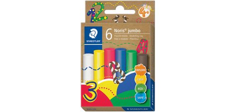 Pâte à modeler plastiline Noris jumbo, 6 couleurs