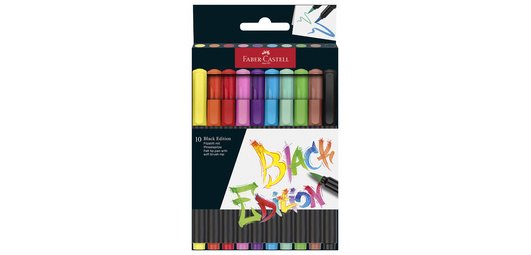 FABER-CASTELL Fasermaler Black Edition, Etui mit 10