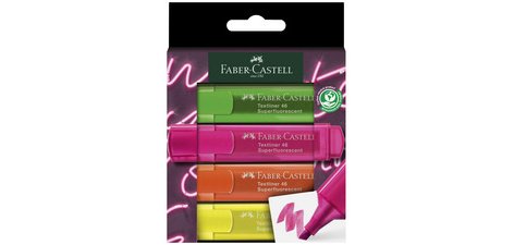 FABER-CASTELL Surligneur TEXTLINER 1546 NEON, étui de 4