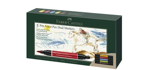 FABER-CASTELL Feutre PITT artist pen Dual Marker, étui de 5