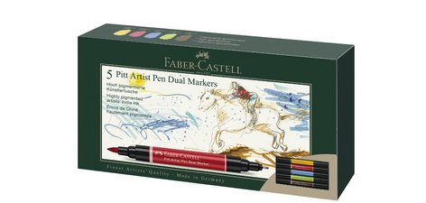 FABER-CASTELL Feutre PITT artist pen Dual Marker, étui de 5