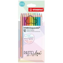 Crayon de couleur aquacolor Pastellove, étui de 12