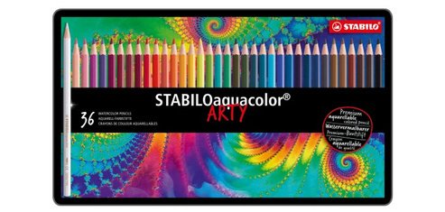 Crayon de couleur aquacolor 'ARTY', étui métallique