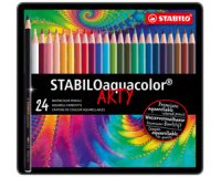 Crayon de couleur aquacolor 'ARTY', étui métallique