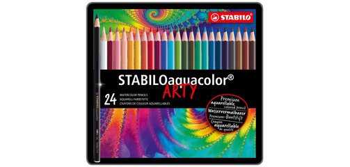 Crayon de couleur aquacolor 'ARTY', étui métallique