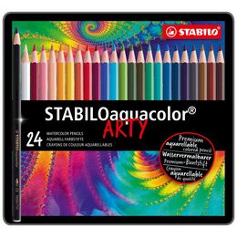 Crayon de couleur aquacolor 'ARTY', étui métallique