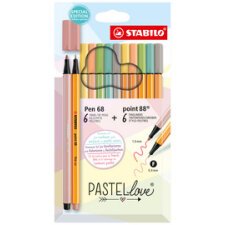 Set de feutres Pen 68 & point 88 Pastellove, étui