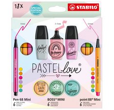 STABILO Pastellove set, coffret de 18 pièces