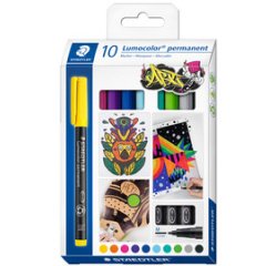 Staedtler Lumocoler 317, marqueur OHP, permanent, 1,0 mm, étui de 10 pièces en couleurs assorties