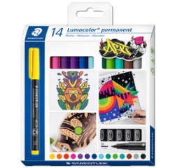 En_rotulador staedtler lumocolor retroproyeccion punta de fibra permanente 317 caja de 14 unidades colores surtidos