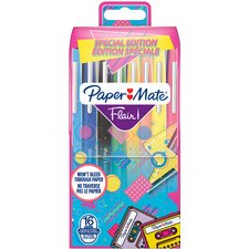 Papermate Flair Retro medium point felt tip pen - Pack of 16