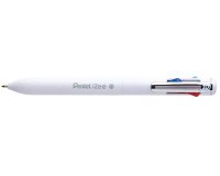 Stylo-bille pentel 4 couleurs izee retractable pointe large 1mm clip metal corps blanc