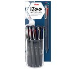 Stylo à bille rétractable 4 couleurs iZee, présentoir