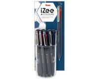Stylo à bille rétractable 4 couleurs iZee, présentoir