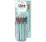 Stylo à bille rétractable 4 couleurs iZee, présentoir