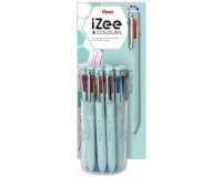 Stylo à bille rétractable 4 couleurs iZee, présentoir