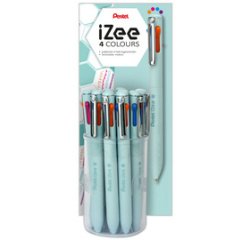 Stylo à bille rétractable 4 couleurs iZee, présentoir