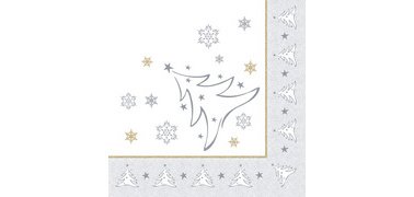Serviette à motif de Noël 'X-Mas Elegance', argent