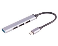 Hub BASIC-S USB-C 3.0, 4 aansluitingen, aluminium, dun