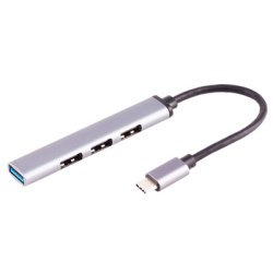 Hub BASIC-S USB-C 3.0, 4 aansluitingen, aluminium, dun