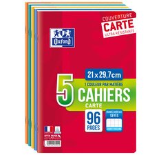 Cahier piqûre, A4, Seyès, 96 pages, lot de 5