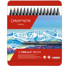 Stift FIBRALO Brush - metalen etui van 15 stuks