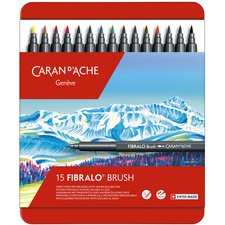 Stift FIBRALO Brush - metalen etui van 15 stuks