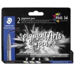 Feutre pigment pen, noir, étui carton de 2