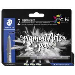 Stift pigment pent zwart - kartonnen etui van 2 stuks