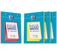 Bloc de fiches bristol, A5, quadrillé, blanc / bleu