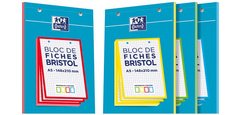 Bloc de fiches bristol, A5, quadrillé, blanc / bleu