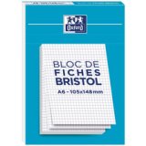 Bloc de fiches bristol, A6, quadrillé, blanc