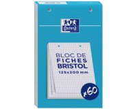 Bloc de fiches bristol, 125 x 200 mm, quadrillé,blanc