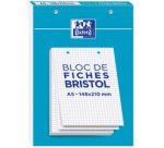 Fiche bristol 14,8 x 21 cm 5 x 5 blanc perforée Oxford - Bloc de 60