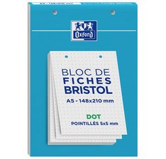 Bloc de fiches bristol, A5, DOT pointillé, blanc