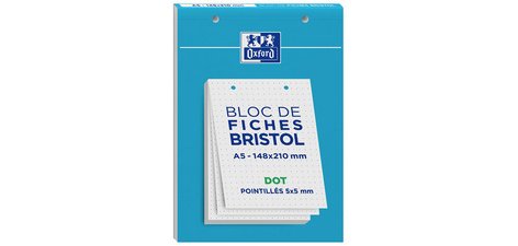 Bloc de fiches bristol, A5, DOT pointillé, blanc