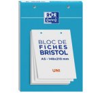 Fiche bristol perforées 14,8 x 21 cm uni blanc Oxford -Bloc de 30