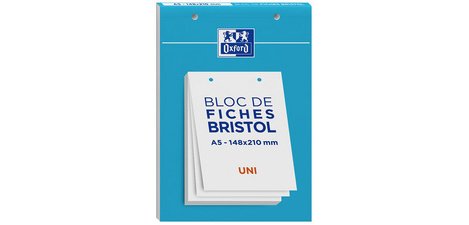 Bloc de fiches bristol, A5, uni, blanc