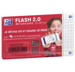 Fiches bristol FLASH 2.0, A7, quadrillé, blanc