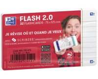 Fiches bristol FLASH 2.0, A7, ligné, blanc