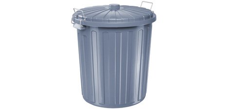 Trash can 'the big boy' with lid, grey, 55 liters