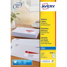 Etiquette autocollante avery adresse recyclee laser blanc  38,1 x 21,2mm  boite de 975