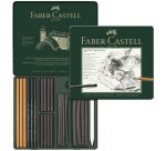 FABER-CASTELL Set de fusains PITT CHARCOAL, boîte de 24