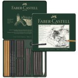 FABER-CASTELL Set de fusains PITT CHARCOAL, boîte de 24