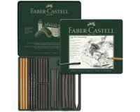FABER-CASTELL Set de fusains PITT CHARCOAL, boîte de 24