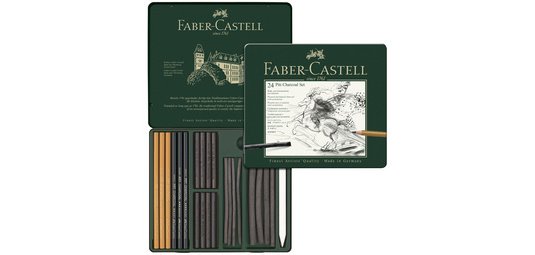 FABER-CASTELL Set de fusains PITT CHARCOAL, boîte de 24