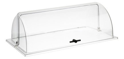 Cloche basculante en polycarbonate avec poignée en croix noire GN 1/1