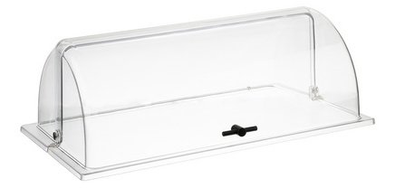 Cloche basculante en polycarbonate avec poignée en croix noire GN 1/1