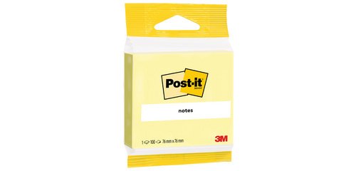 Bloc-note adhésif, 76 x 76 mm, jaune, blister